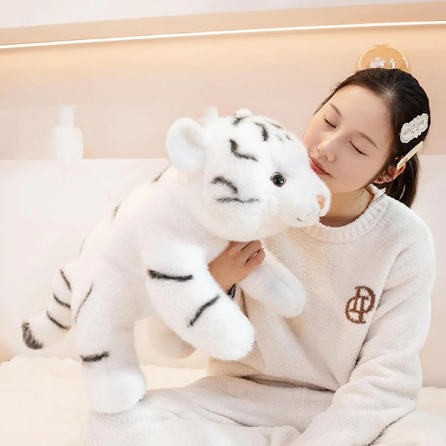 White Tiger Weighted Stuffed Animals,17.7 Inch Weighted Tiger Plush Toy Pillow,Soft Stuffed Tigers Plushies Toys Plush Throw Pillow Gifts for Adults, Kids, Boys and Girls