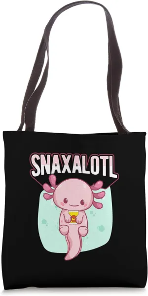 Wholesome Snaxalotl Snack Loving Axolotl Graphic Tote Bag