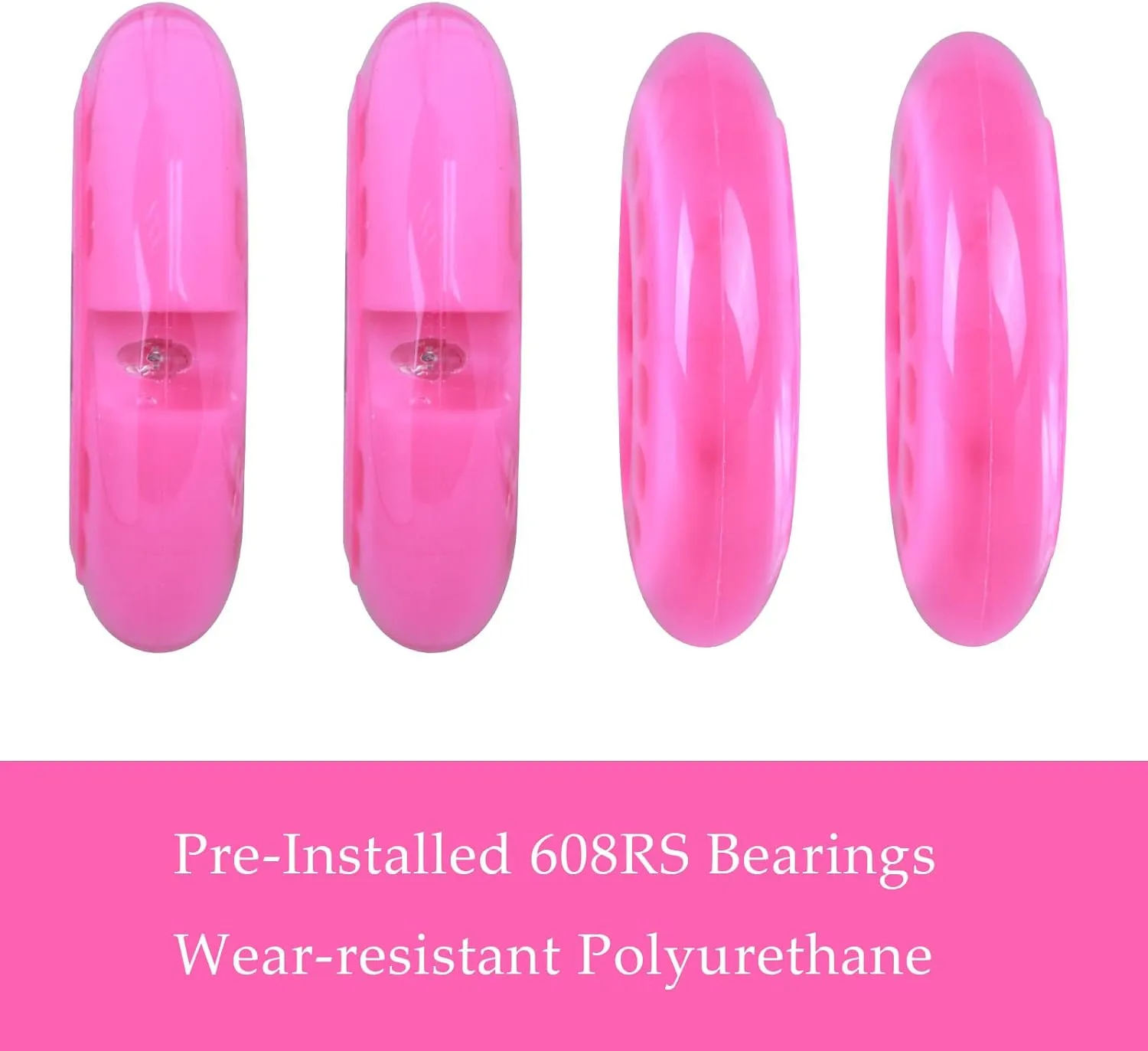 Wiggle Car Polyurethane Replacement Wheels Set (Front,2P Light Up), Swing Car Tires Pack (Rear,2P Narrower) Upgrade for Ride-on Toys (Pink)