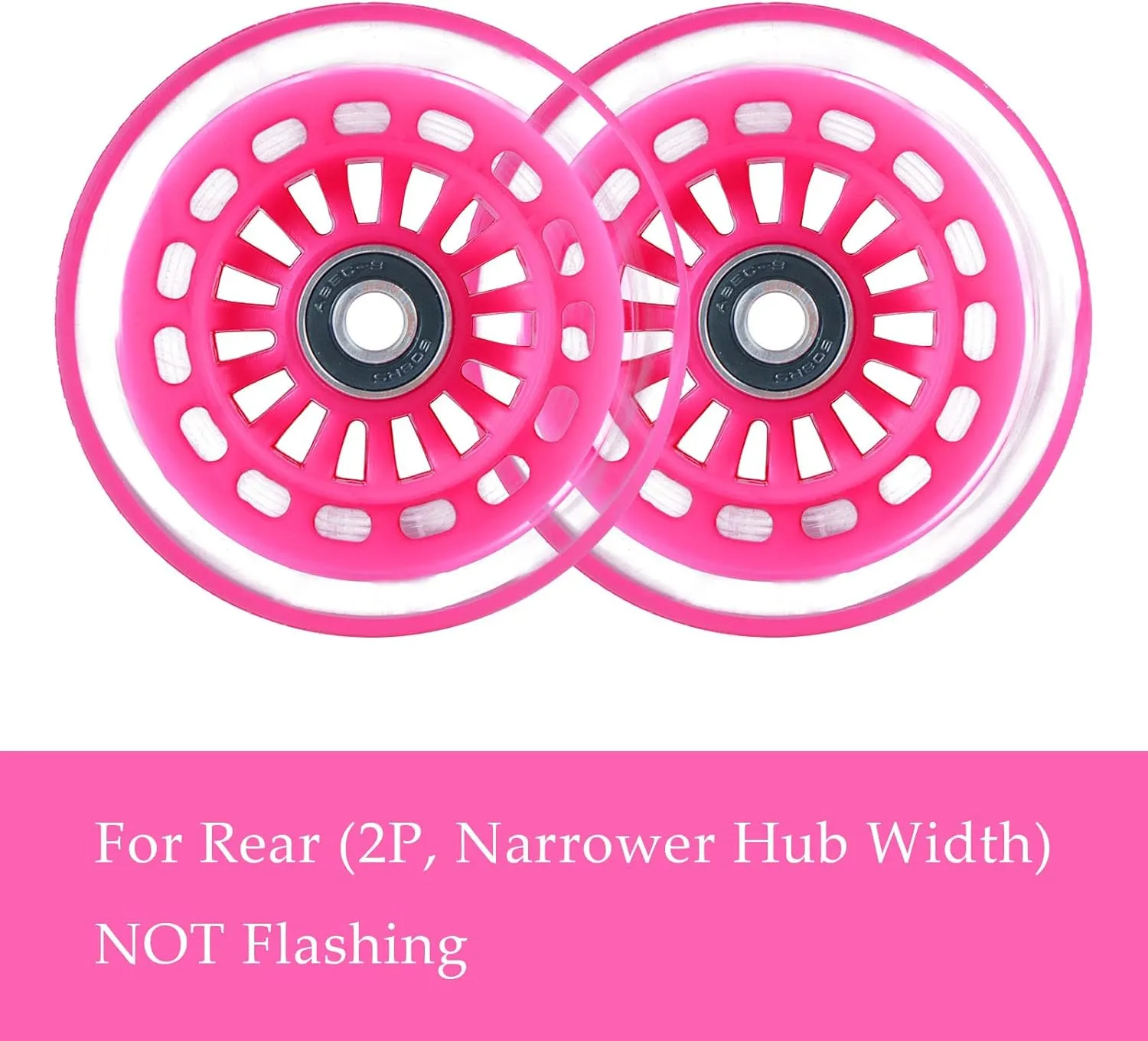 Wiggle Car Polyurethane Replacement Wheels Set (Front,2P Light Up), Swing Car Tires Pack (Rear,2P Narrower) Upgrade for Ride-on Toys (Pink)