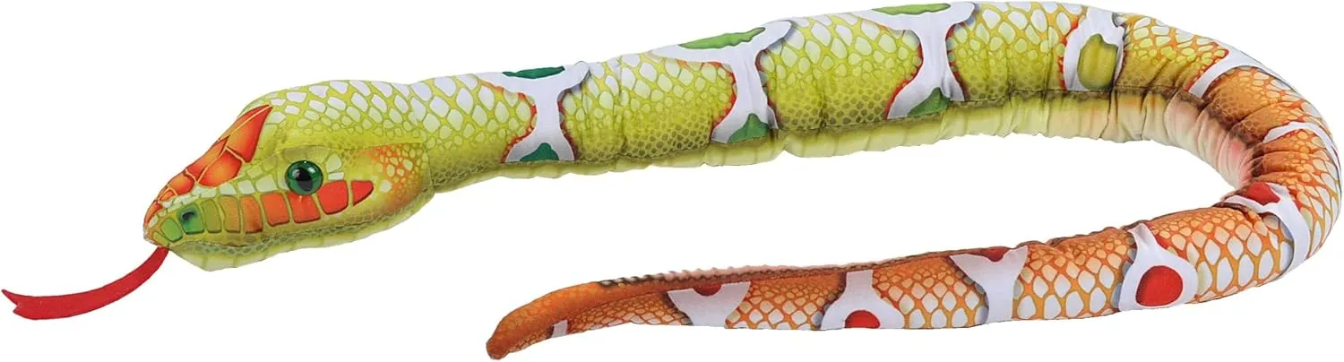 Wild Republic Vibe Brights Snake Green, Light and Sound, 54 inches, Gift for Kids, Plush Toy, Fill is Spun Recycled Water Bottles