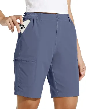 Willit Women's 10" Hiking Cargo Shorts with 4-Way Stretch, UPF50 Sun Protection, 4 Pockets, Khaki, X-Small to 2X-Large