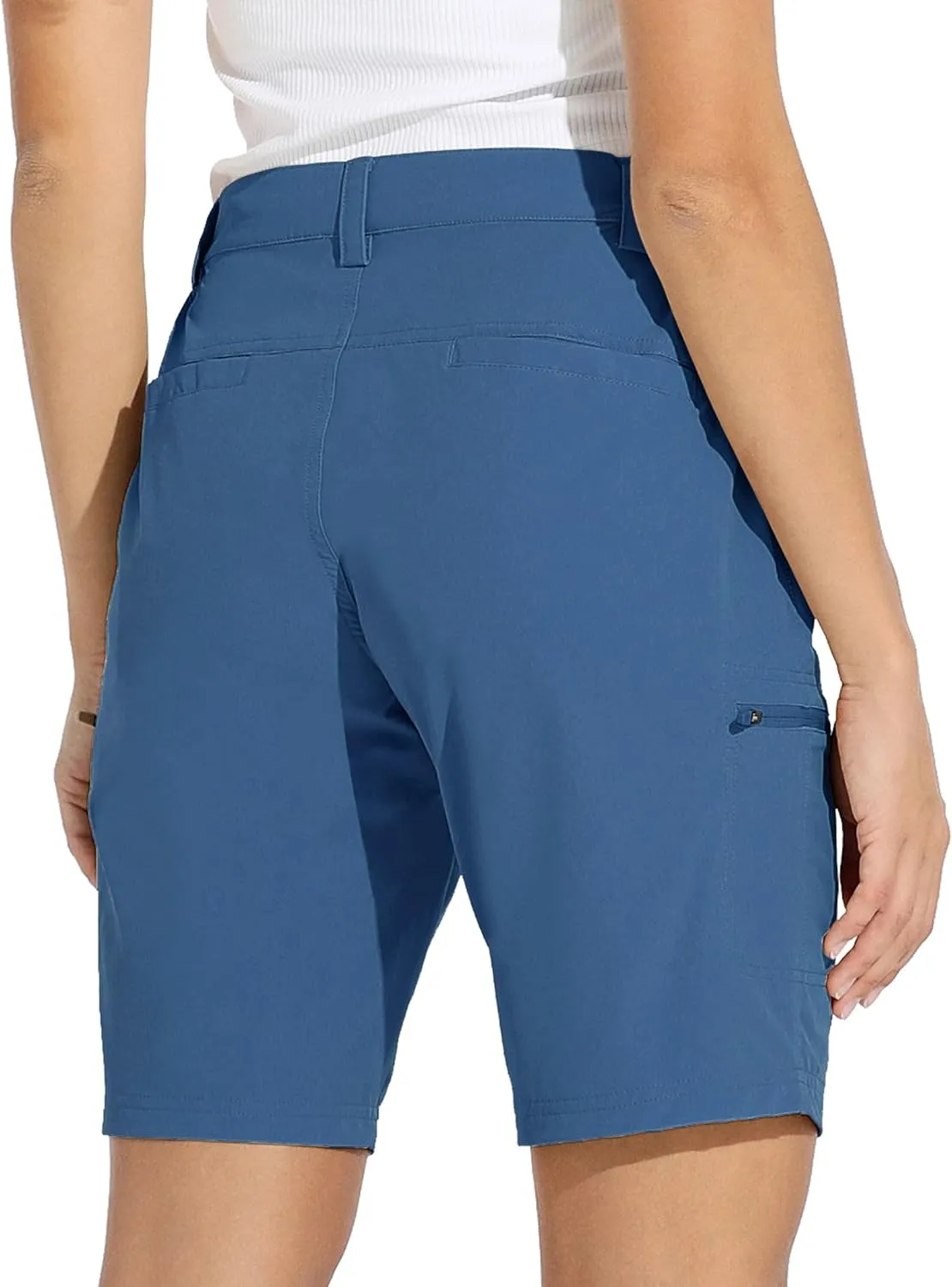 Willit Women's 10" Hiking Cargo Shorts with 4-Way Stretch, UPF50 Sun Protection, 4 Pockets, Khaki, X-Small to 2X-Large
