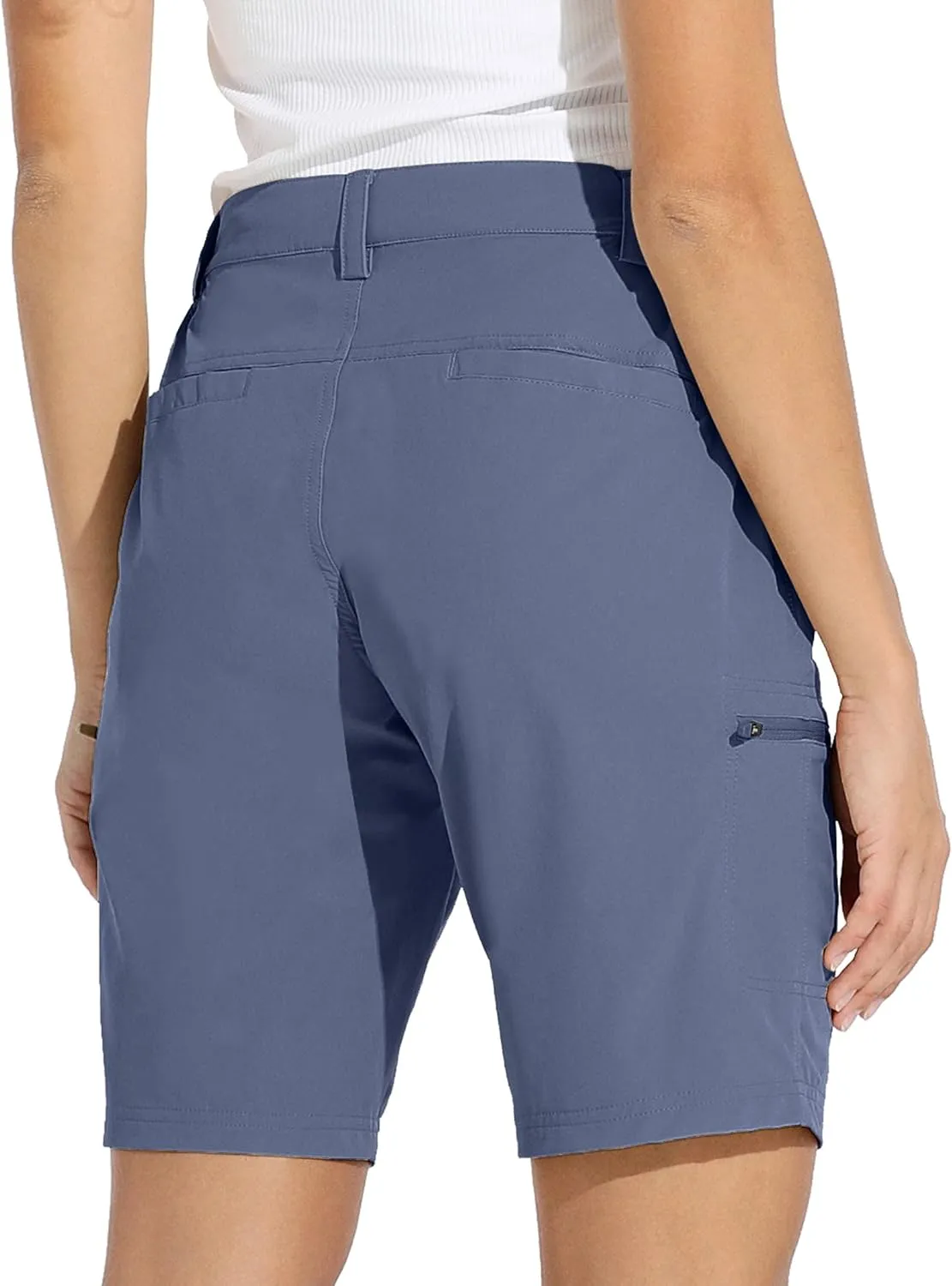 Willit Women's 10" Hiking Cargo Shorts with 4-Way Stretch, UPF50 Sun Protection, 4 Pockets, Khaki, X-Small to 2X-Large