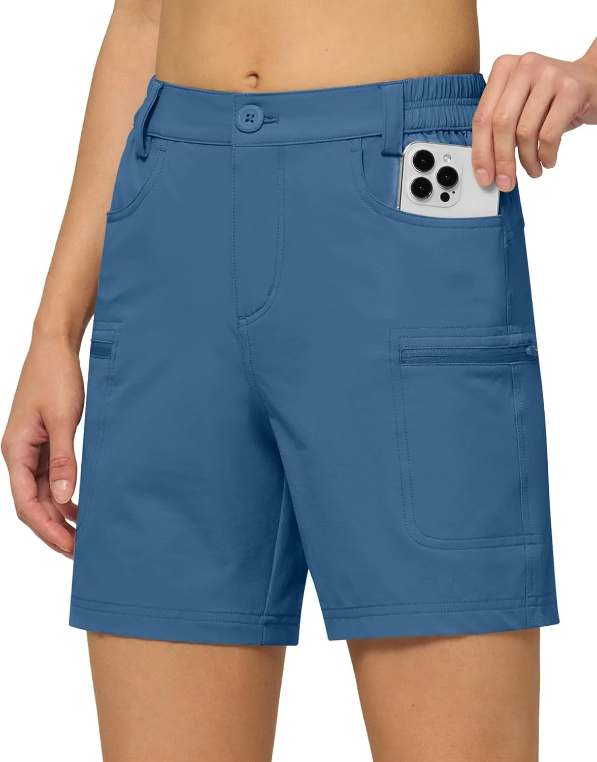 Willit Women's 7" Hiking Golf Shorts Stretch Qucik Dry with Cargo Pockets Water Resistant Outdoor Summer