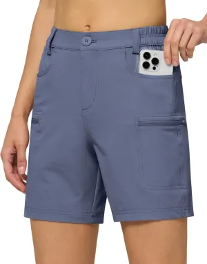 Willit Women's 7" Hiking Golf Shorts Stretch Qucik Dry with Cargo Pockets Water Resistant Outdoor Summer