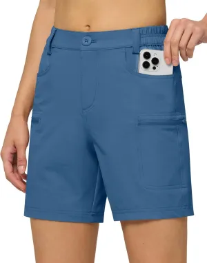 Willit Women's 7" Hiking Golf Shorts Stretch Qucik Dry with Cargo Pockets Water Resistant Outdoor Summer