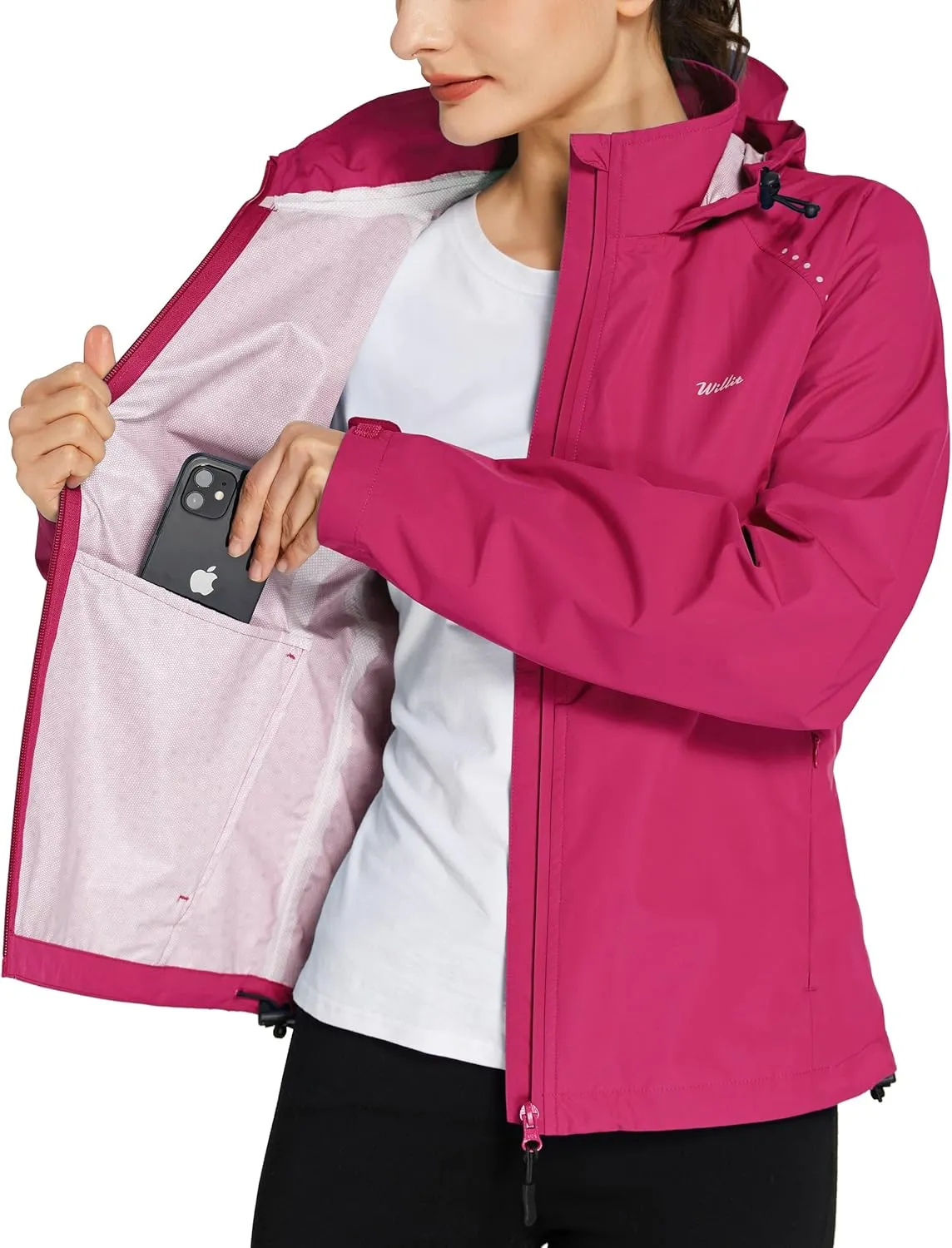 Willit Women's Cycling Running Jackets Rain Windproof Jackets Lightweight Windbreaker Bike Hiking Jacket Packable Hooded