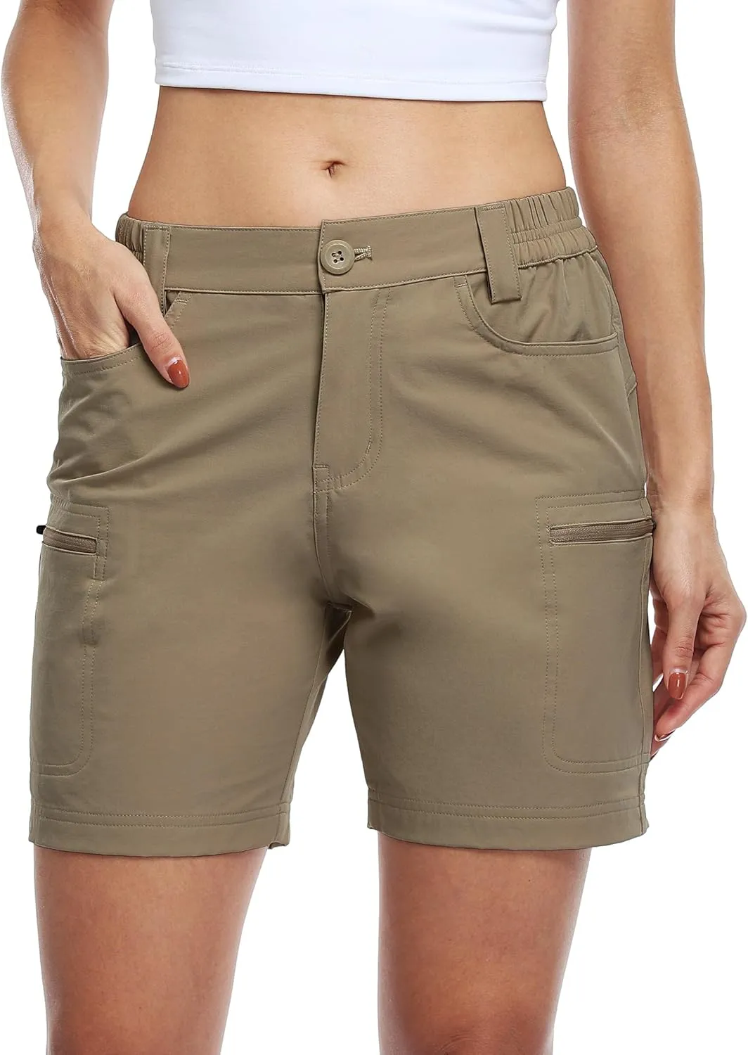 Willit Women's Shorts Hiking Cargo Golf Shorts Outdoor Summer Stretch Shorts with Pockets Water Resistant