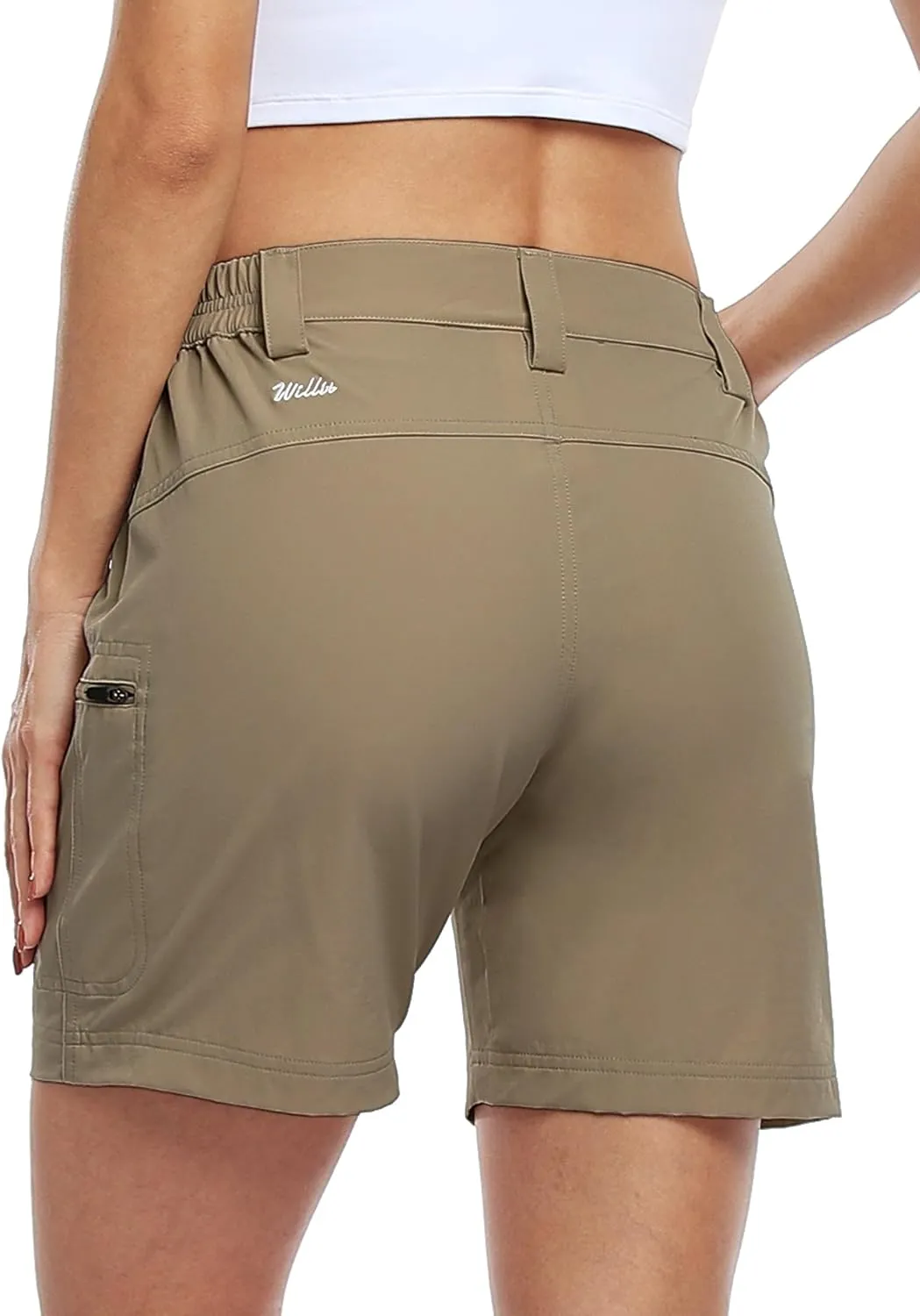 Willit Women's Shorts Hiking Cargo Golf Shorts Outdoor Summer Stretch Shorts with Pockets Water Resistant