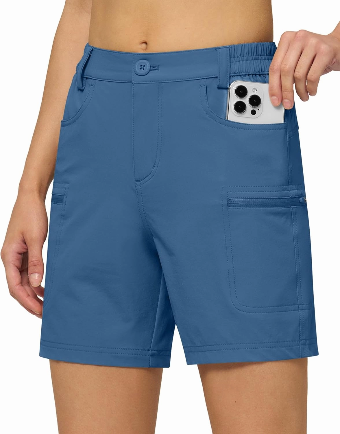 Willit Women's 7" Hiking Golf Shorts Stretch Qucik Dry with Cargo Pockets Water Resistant Outdoor Summer