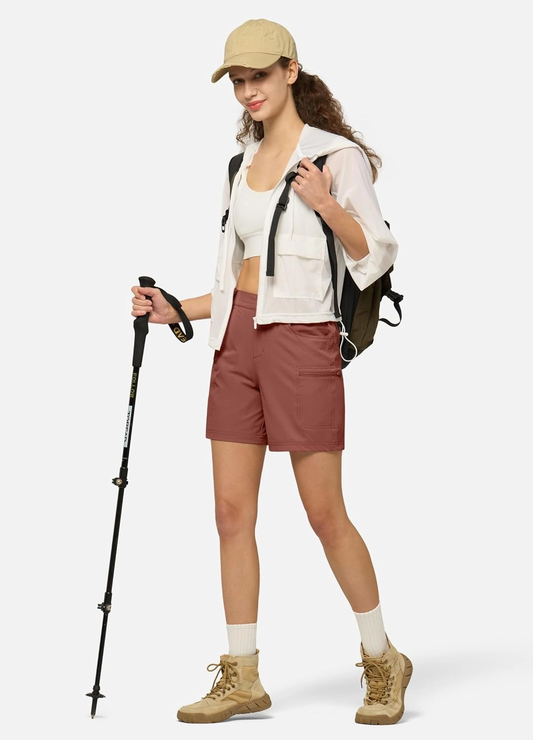 Willit Women's 7" Hiking Golf Shorts Stretch Qucik Dry with Cargo Pockets Water Resistant Outdoor Summer