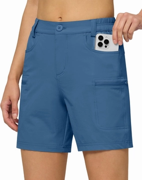 Willit Women's 7" Hiking Golf Shorts Stretch Qucik Dry with Cargo Pockets Water Resistant Outdoor Summer