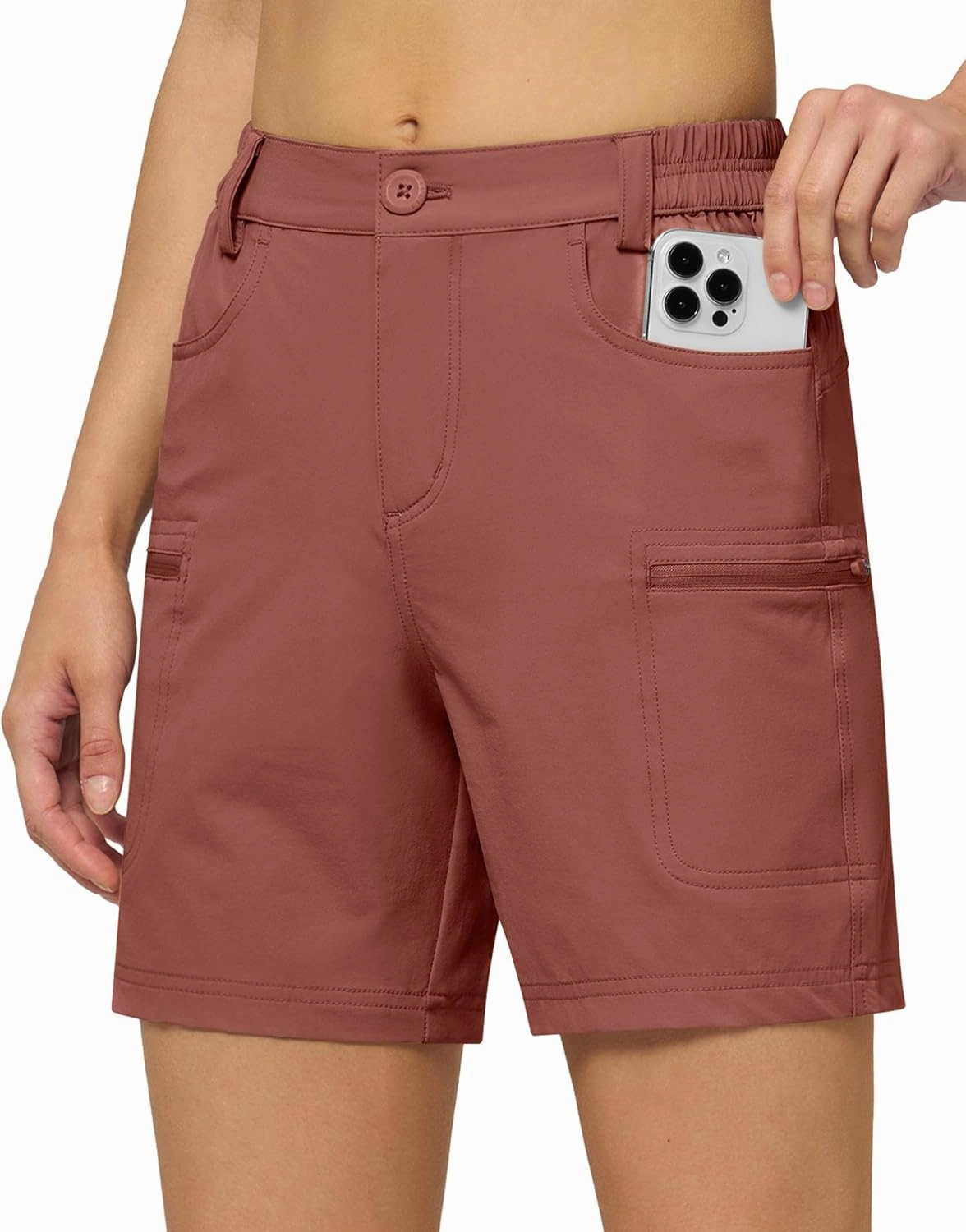 Willit Women's 7" Hiking Golf Shorts Stretch Qucik Dry with Cargo Pockets Water Resistant Outdoor Summer