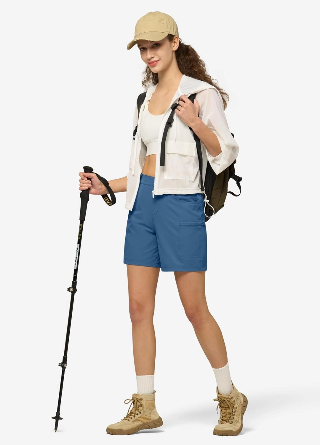 Willit Women's 7" Hiking Golf Shorts Stretch Qucik Dry with Cargo Pockets Water Resistant Outdoor Summer