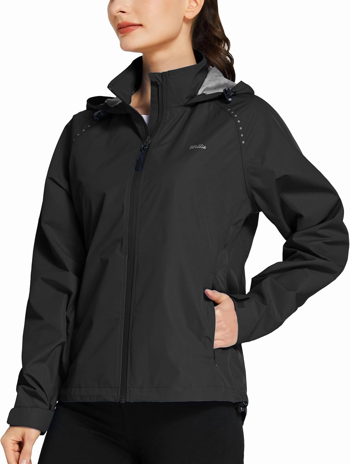 Willit Women's Cycling Running Jackets Rain Windproof Jackets Lightweight Windbreaker Bike Hiking Jacket Packable Hooded
