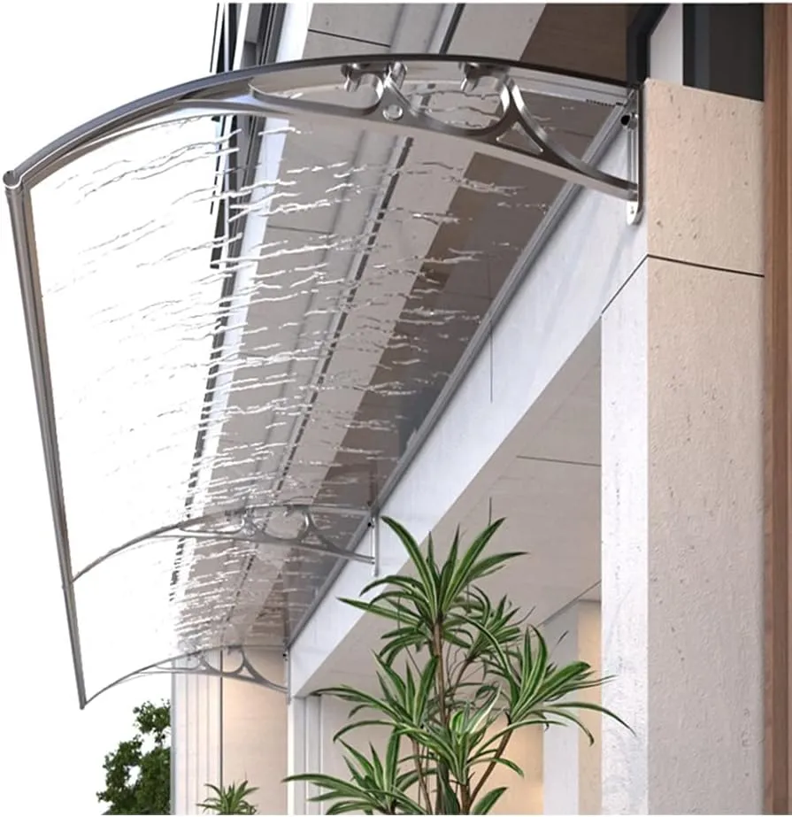 Window Door Canopy, Front/Back Porch Awning Roofing Canopies for Garden Patio, Polycarbonate Cover with Bracket, Outdoor Equipment Shelter for Shade Rainproof Self-Cleaning and Safe (80X300CM)