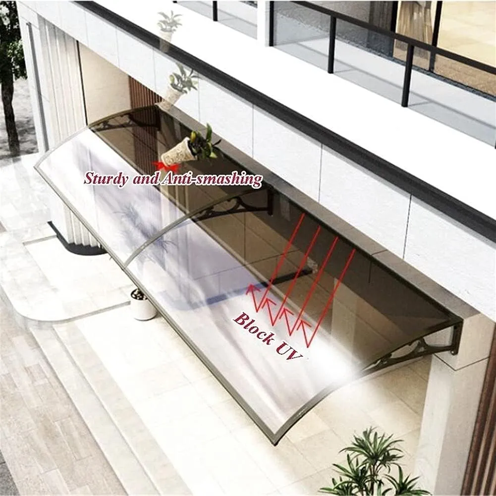 Window Door Canopy, Front/Back Porch Awning Roofing Canopies for Garden Patio, Polycarbonate Cover with Bracket, Outdoor Equipment Shelter for Shade Rainproof Self-Cleaning and Safe (80X300CM)