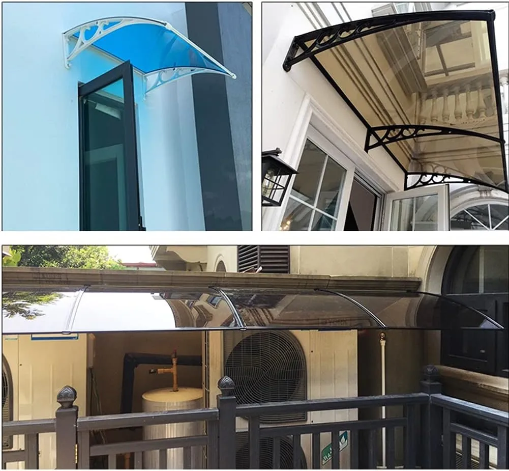 Window Door Canopy, Front/Back Porch Awning Roofing Canopies for Garden Patio, Polycarbonate Cover with Bracket, Outdoor Equipment Shelter for Shade Rainproof Self-Cleaning and Safe (80X300CM)
