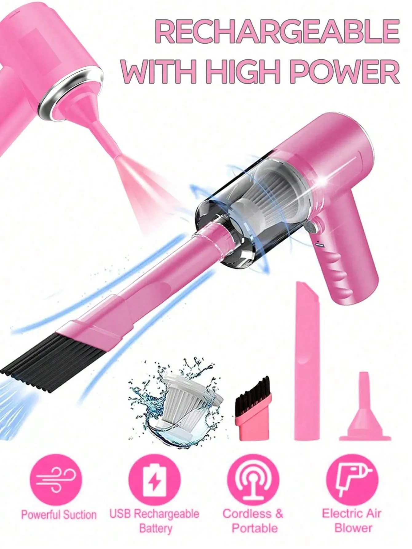 Wireless Hand-Held Vehicle Vacuum Handheld Cordless Handheld Blowers Mini Vacuum Cleaner For Home And Car Super Suction Power Can Be Used For Computerized Cleaning Of Crevices In Car Interiors At Home