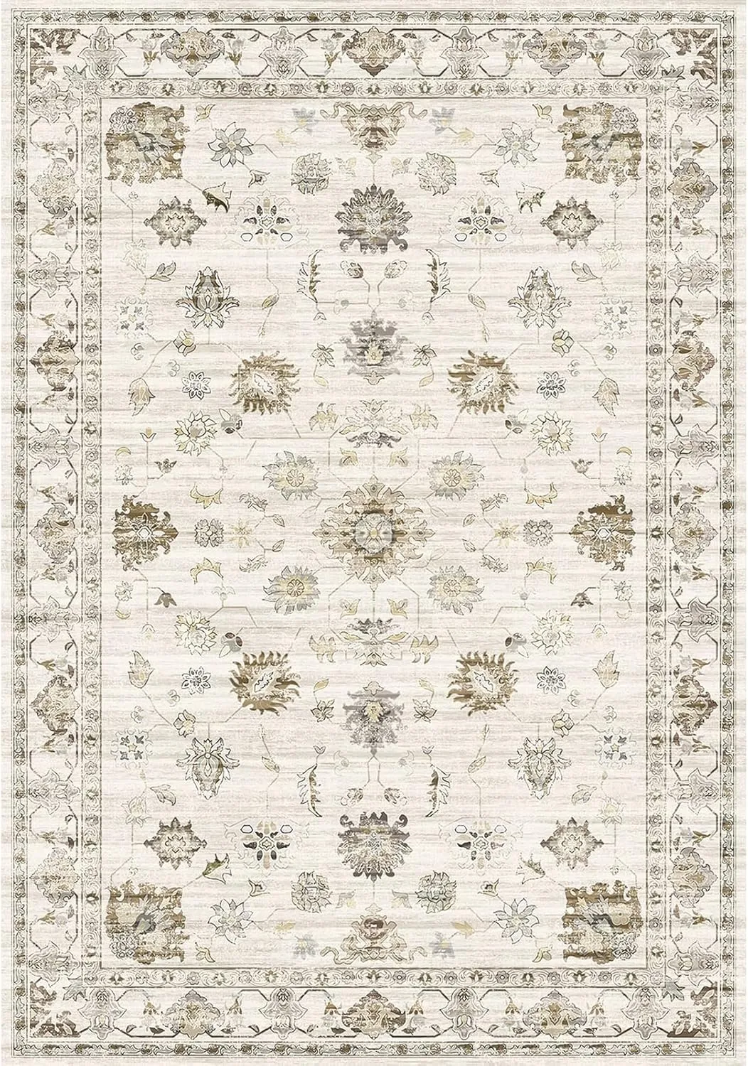 WITSHOCK Living Room Area Rugs 5x7: Washable Rug Boho Soft Non-Slip Low Pile Stain Resistant Foldable Carpet for Bedroom Playroom Dining Room Office Kitchen Farmhouse Home Decor Rug-Camel