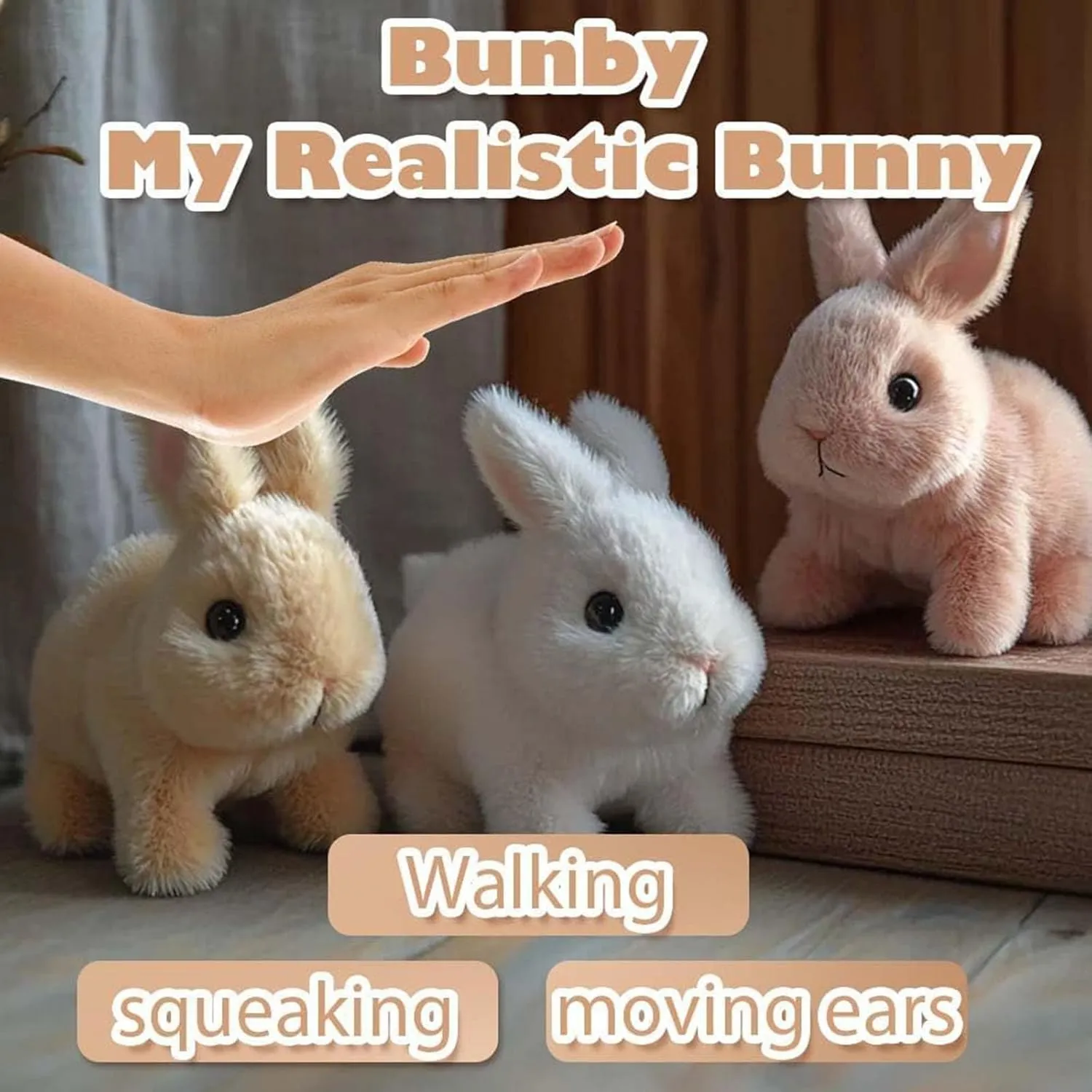 Wollerahorizons Bunny, Wollera Horizons My Realistic Bunny Toy, Kalbooz Realistic Bunny, Interactive Bunny Realistic Bunny - Jumping, Twitching, and Shaking Ears (Brown)