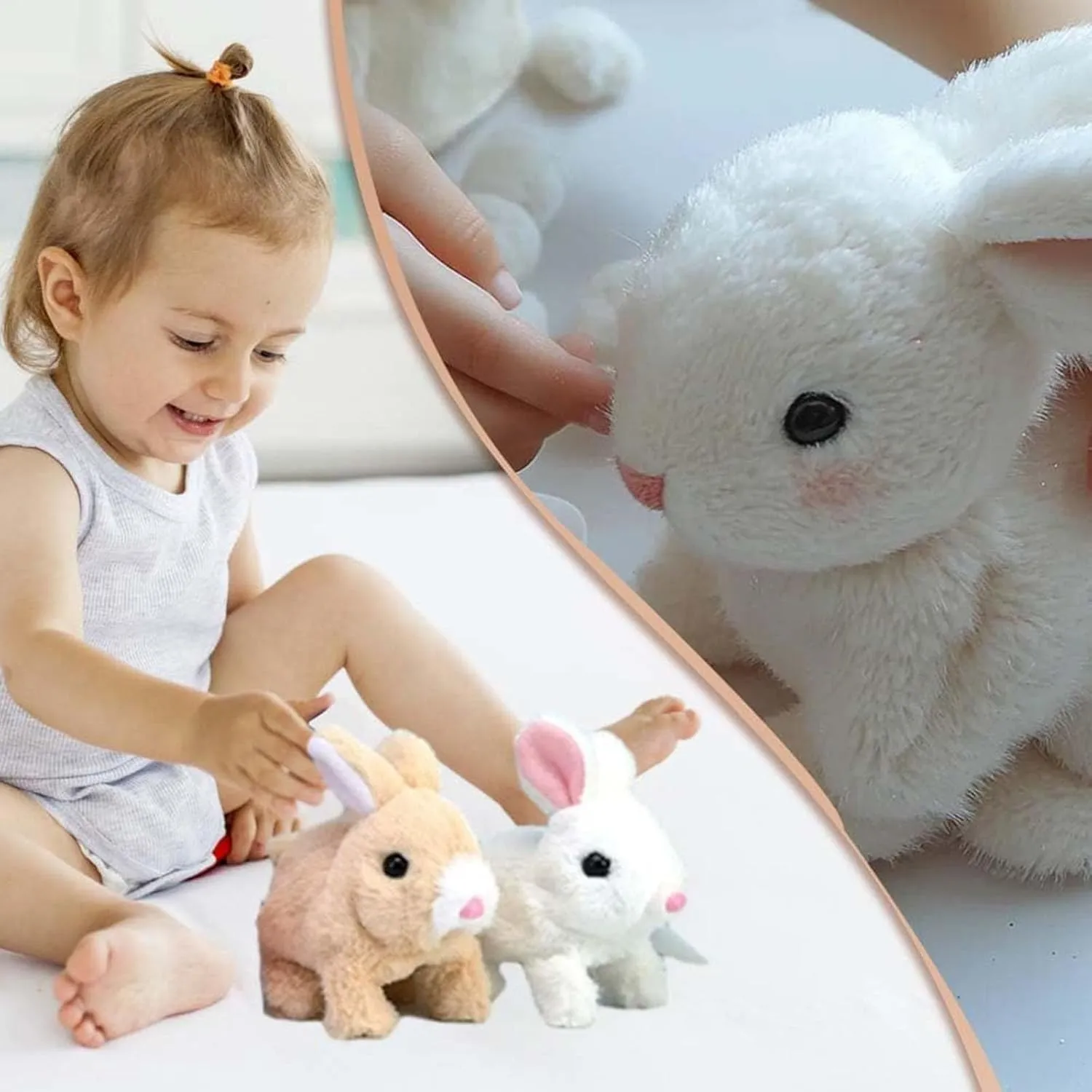 Wollerahorizons Bunny, Wollera Horizons My Realistic Bunny Toy, Kalbooz Realistic Bunny, Interactive Bunny Realistic Bunny - Jumping, Twitching, and Shaking Ears (Brown)
