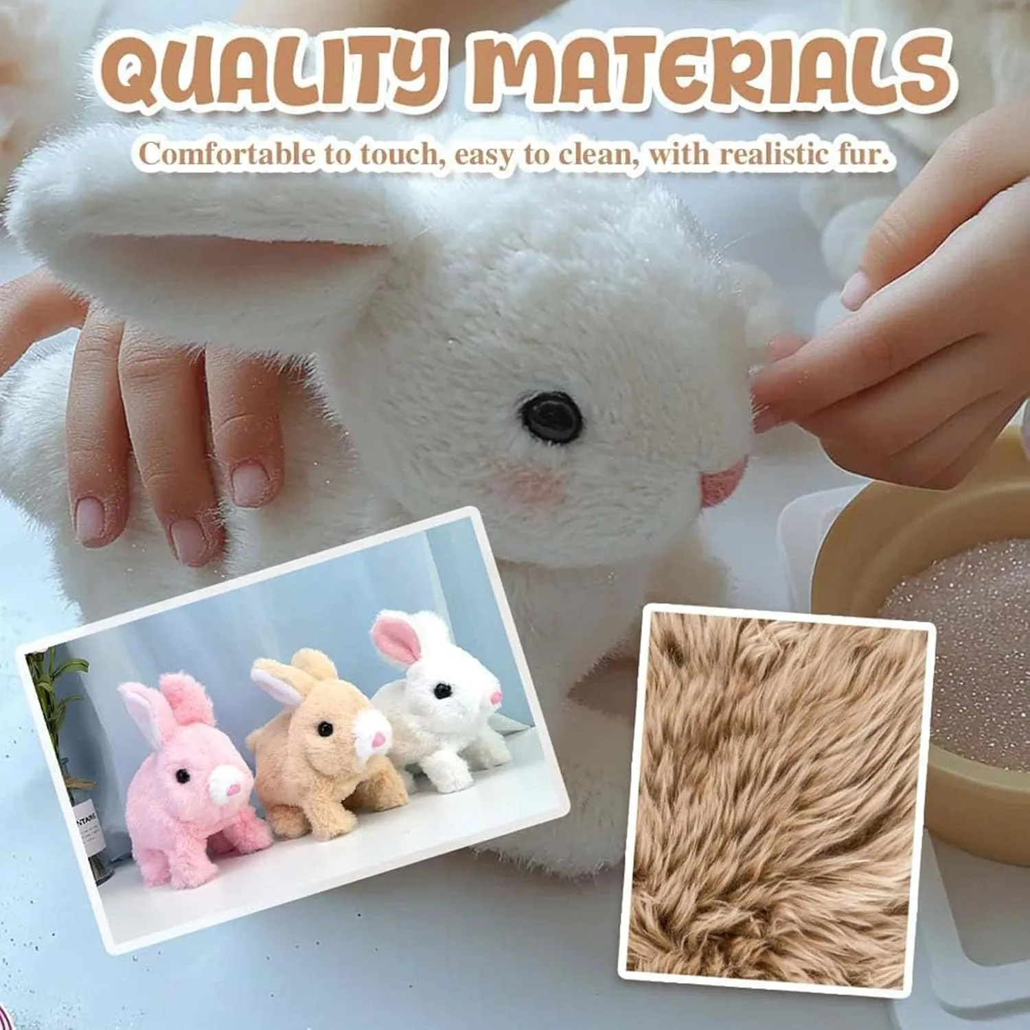 Wollerahorizons Bunny, Wollera Horizons My Realistic Bunny Toy, Kalbooz Realistic Bunny, Interactive Bunny Realistic Bunny - Jumping, Twitching, and Shaking Ears (Brown)