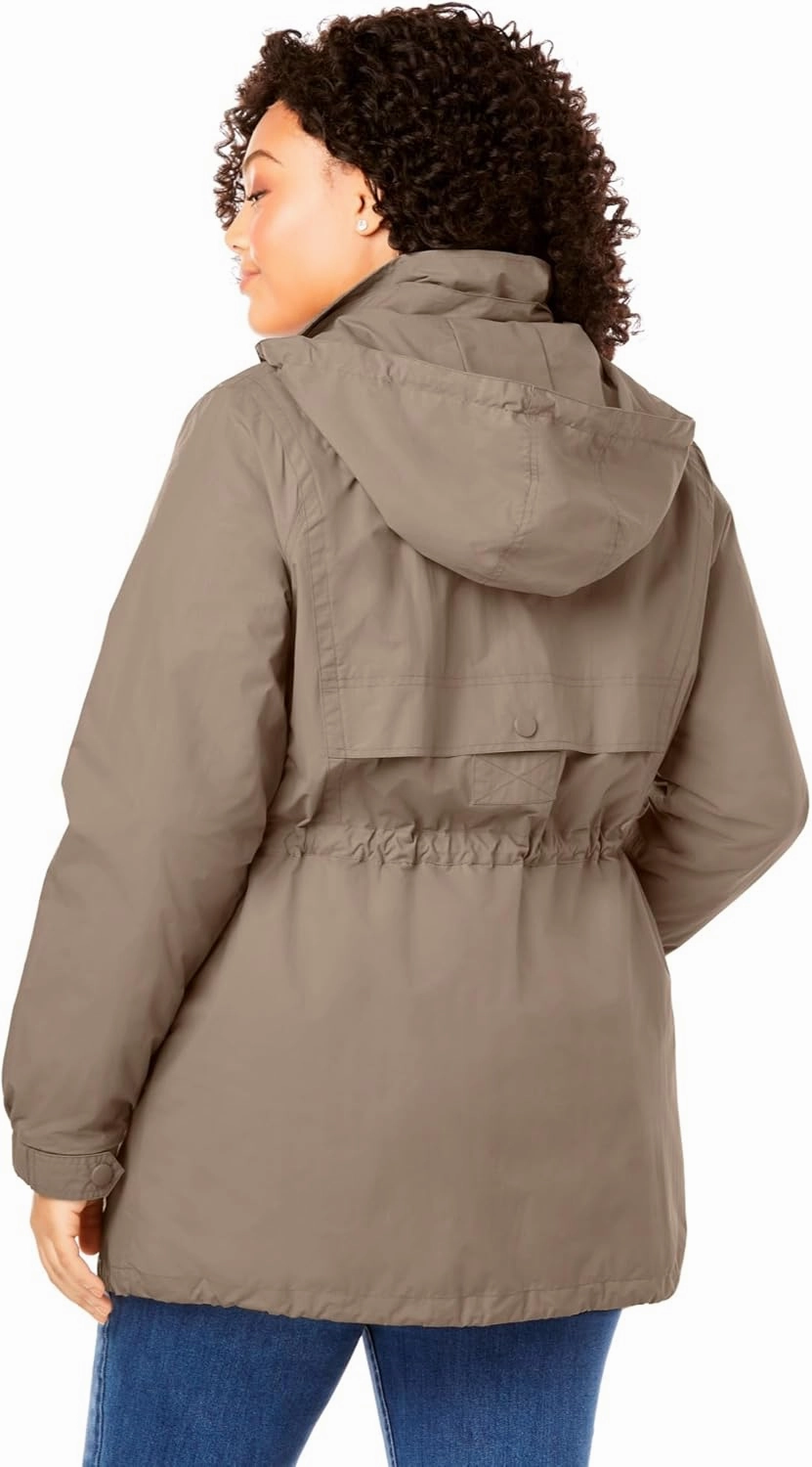 Woman Within Plus Size Fleece-Lined Taslon Anorak