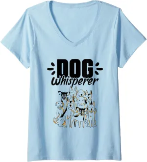 Womens Dog Whisperer Breeds for Pup Pet Lover Whisperer Trainer V-Neck T-Shirt