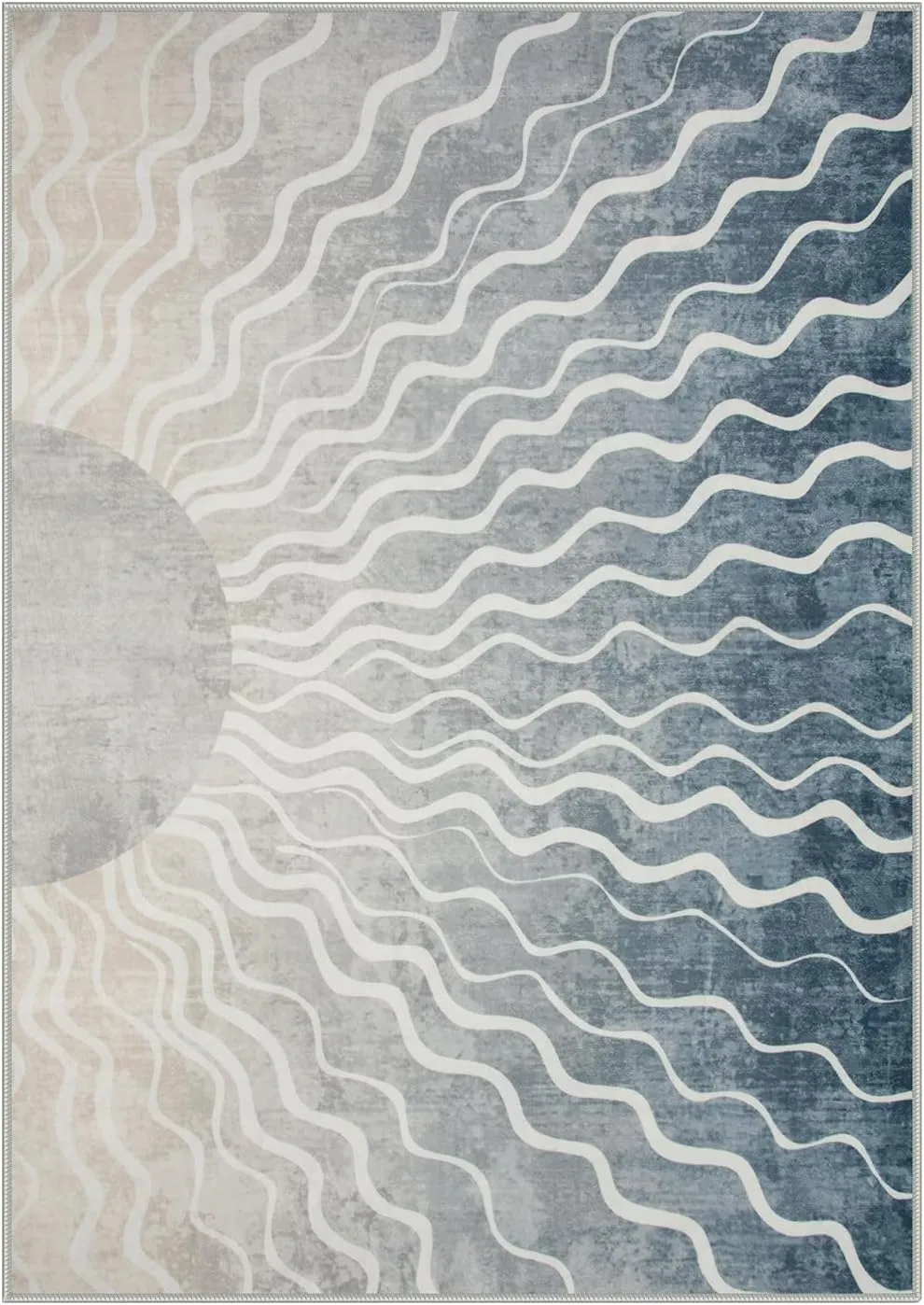 Wonnitar Washable Grey 5x7 Rug, Mid Century Sun Rugs for Living Room Bedroom, Boho Ombre Ultra-Thin Non Slip Stain Resistant Carpet for Large Entryway Dining Room Office, Gray/Multi