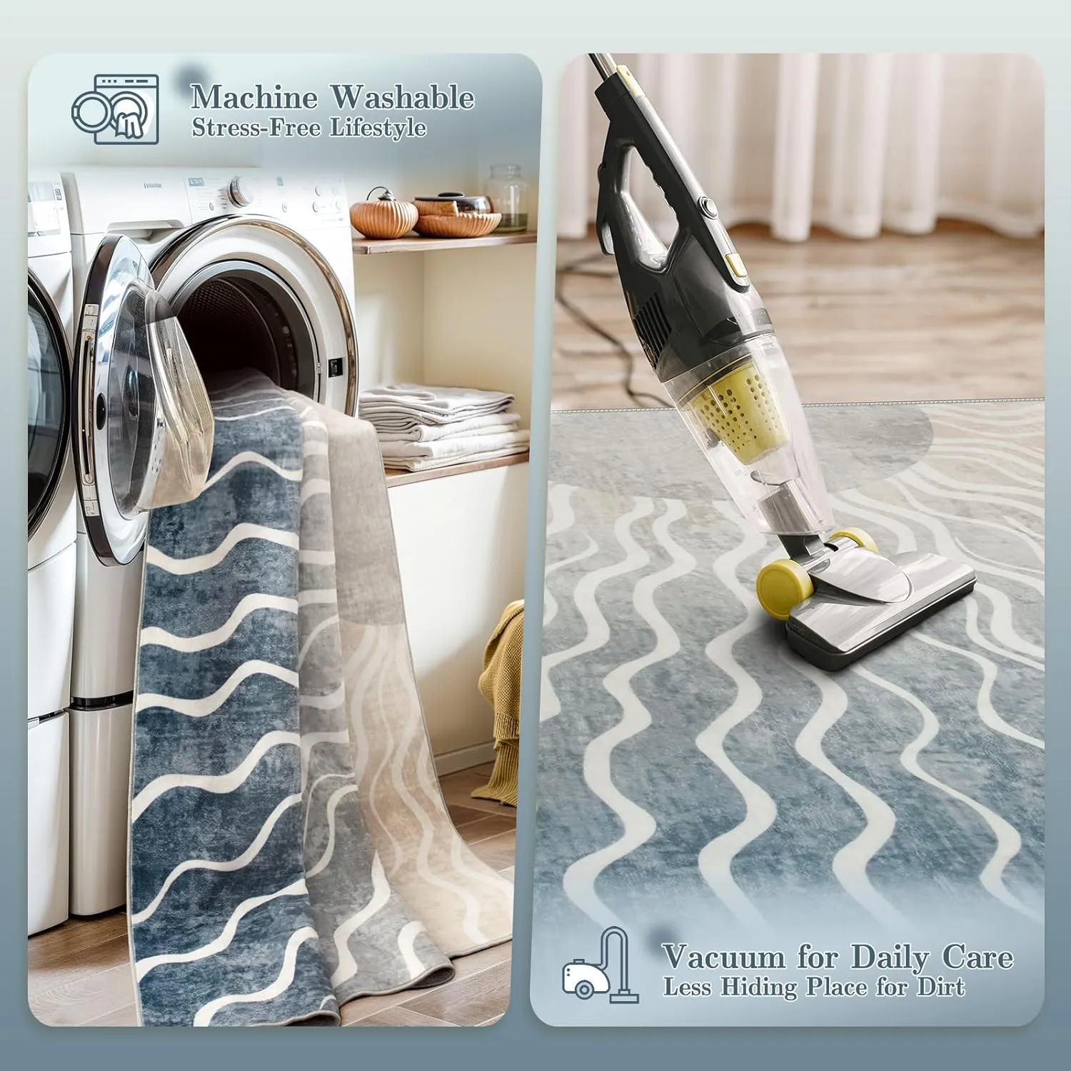 Wonnitar Washable Grey 5x7 Rug, Mid Century Sun Rugs for Living Room Bedroom, Boho Ombre Ultra-Thin Non Slip Stain Resistant Carpet for Large Entryway Dining Room Office, Gray/Multi