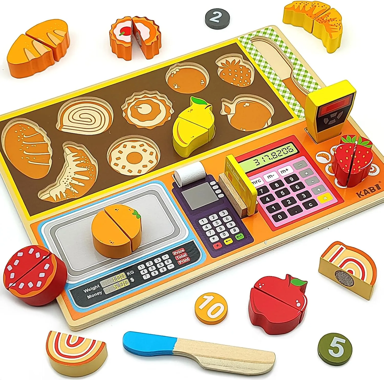 Wooden Play Food Sets for Kids Ice Cream Toys Pretend Food Accessories Early Education Toys for 3  Years Old Girls and Boys Gifts (Fruit Shop)