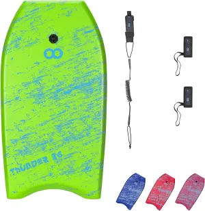WOOWAVE Bodyboard 33-inch/36-inch/41-inch Super Lightweight Body Board with Coiled Wrist Leash, Swim Fin Tethers, EPS Core and Slick Bottom, Perfect Surfing for Kids Teens and Adults