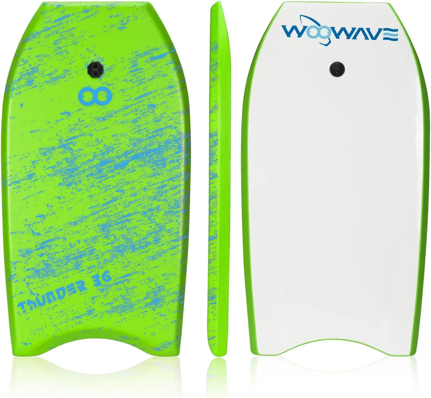 WOOWAVE Bodyboard 33-inch/36-inch/41-inch Super Lightweight Body Board with Coiled Wrist Leash, Swim Fin Tethers, EPS Core and Slick Bottom, Perfect Surfing for Kids Teens and Adults