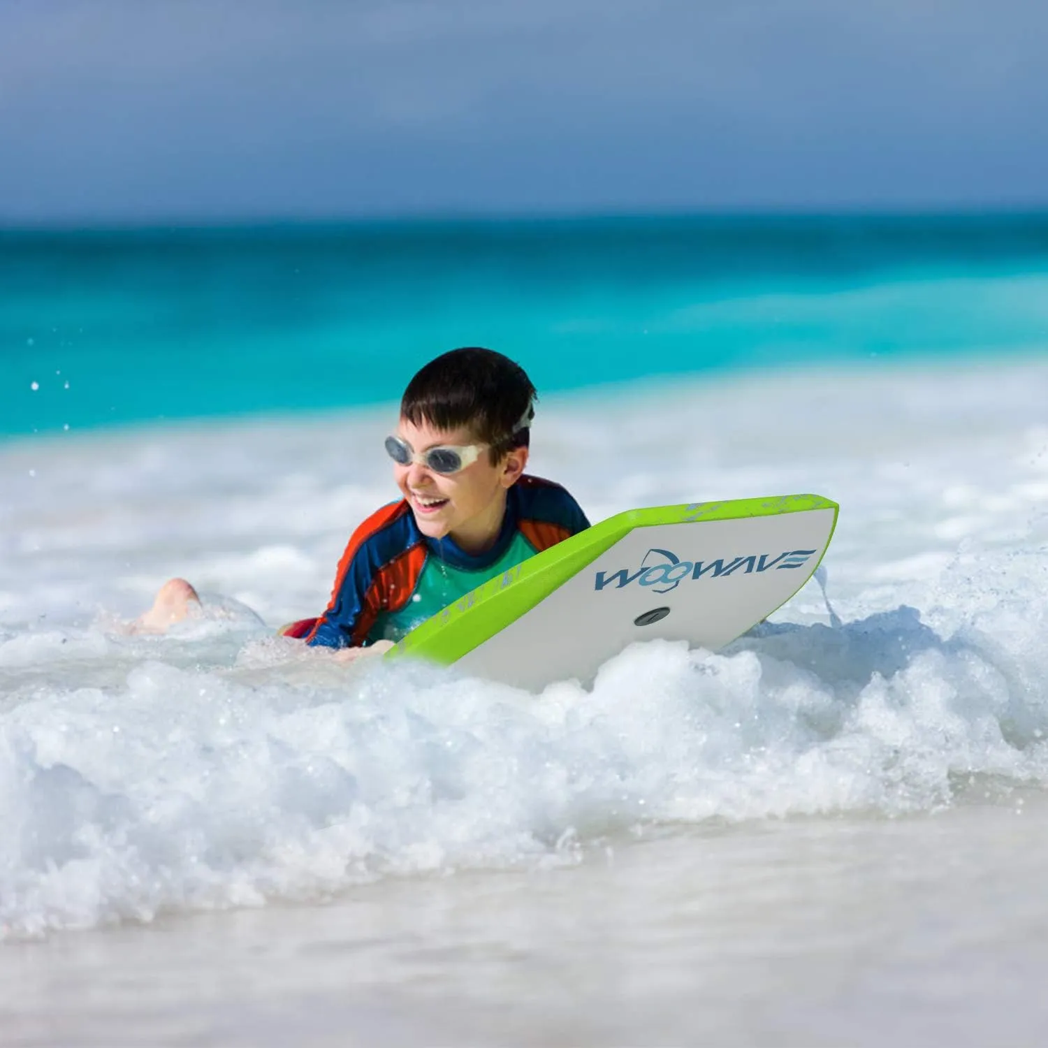 WOOWAVE Bodyboard 33-inch/36-inch/41-inch Super Lightweight Body Board with Coiled Wrist Leash, Swim Fin Tethers, EPS Core and Slick Bottom, Perfect Surfing for Kids Teens and Adults