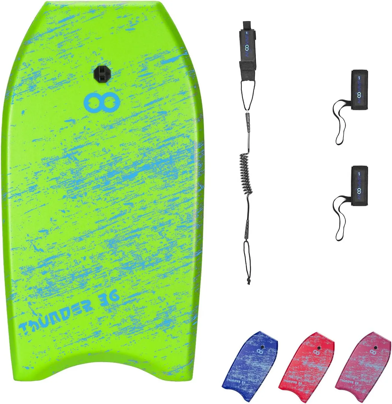 WOOWAVE Bodyboard 33-inch/36-inch/41-inch Super Lightweight Body Board with Coiled Wrist Leash, Swim Fin Tethers, EPS Core and Slick Bottom, Perfect Surfing for Kids Teens and Adults