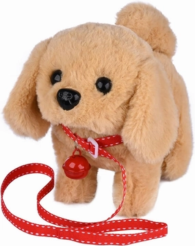 WorWoder Plush Golden Retriever Toy Puppy Electronic Interactive Pet Dog - Walking, Barking, Tail Wagging, Stretching Companion Animal for Kids (Golden Dog)
