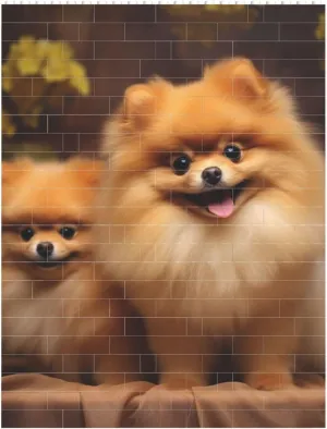 Yellow Pomeranian Building Block Puzzle Personalized Building Bricks for Adults Square Shaped DIY Brick Block Puzzles Valentine's Day Gifts for Home Decor Brick Puzzle