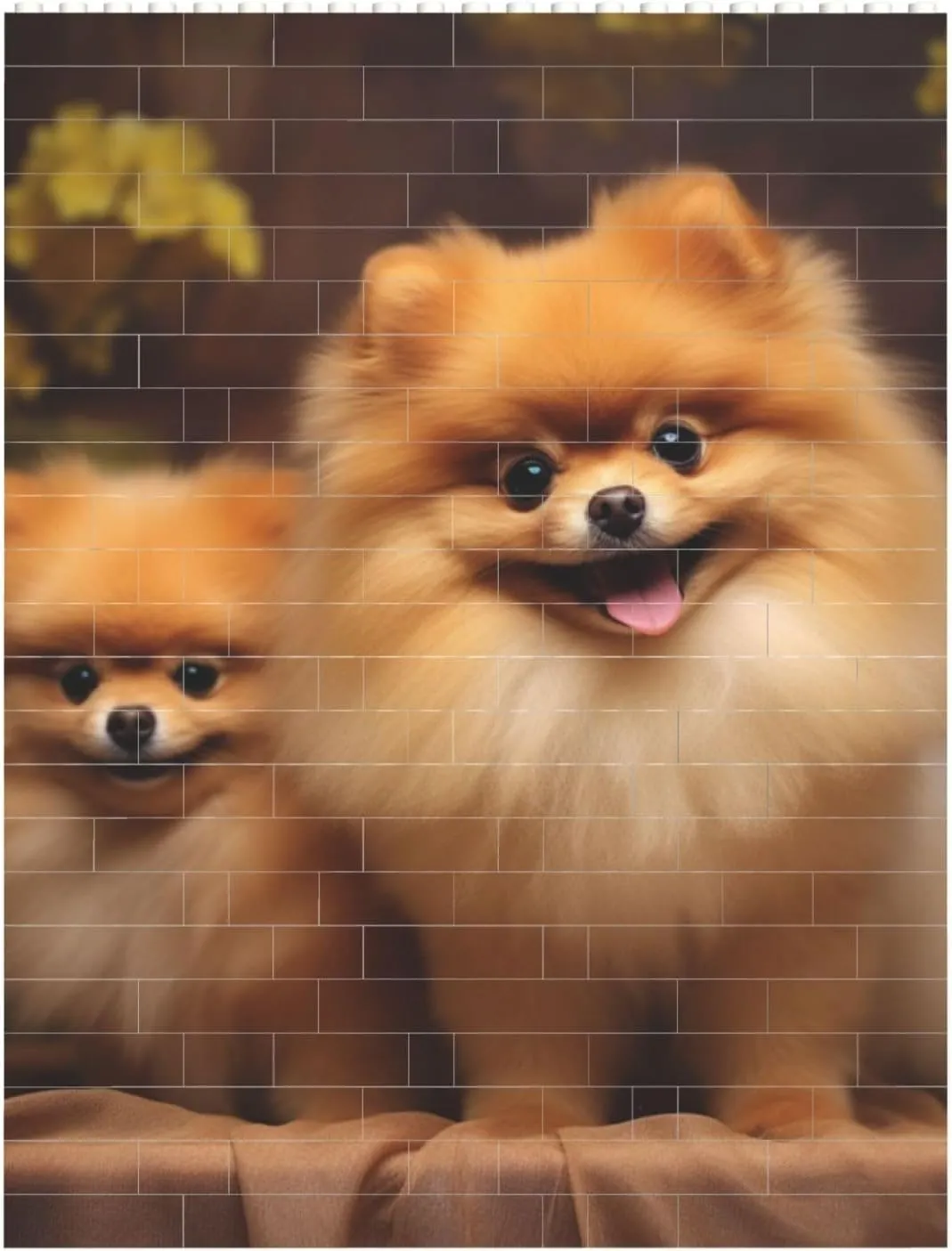 Yellow Pomeranian Building Block Puzzle Personalized Building Bricks for Adults Square Shaped DIY Brick Block Puzzles Valentine's Day Gifts for Home Decor Brick Puzzle