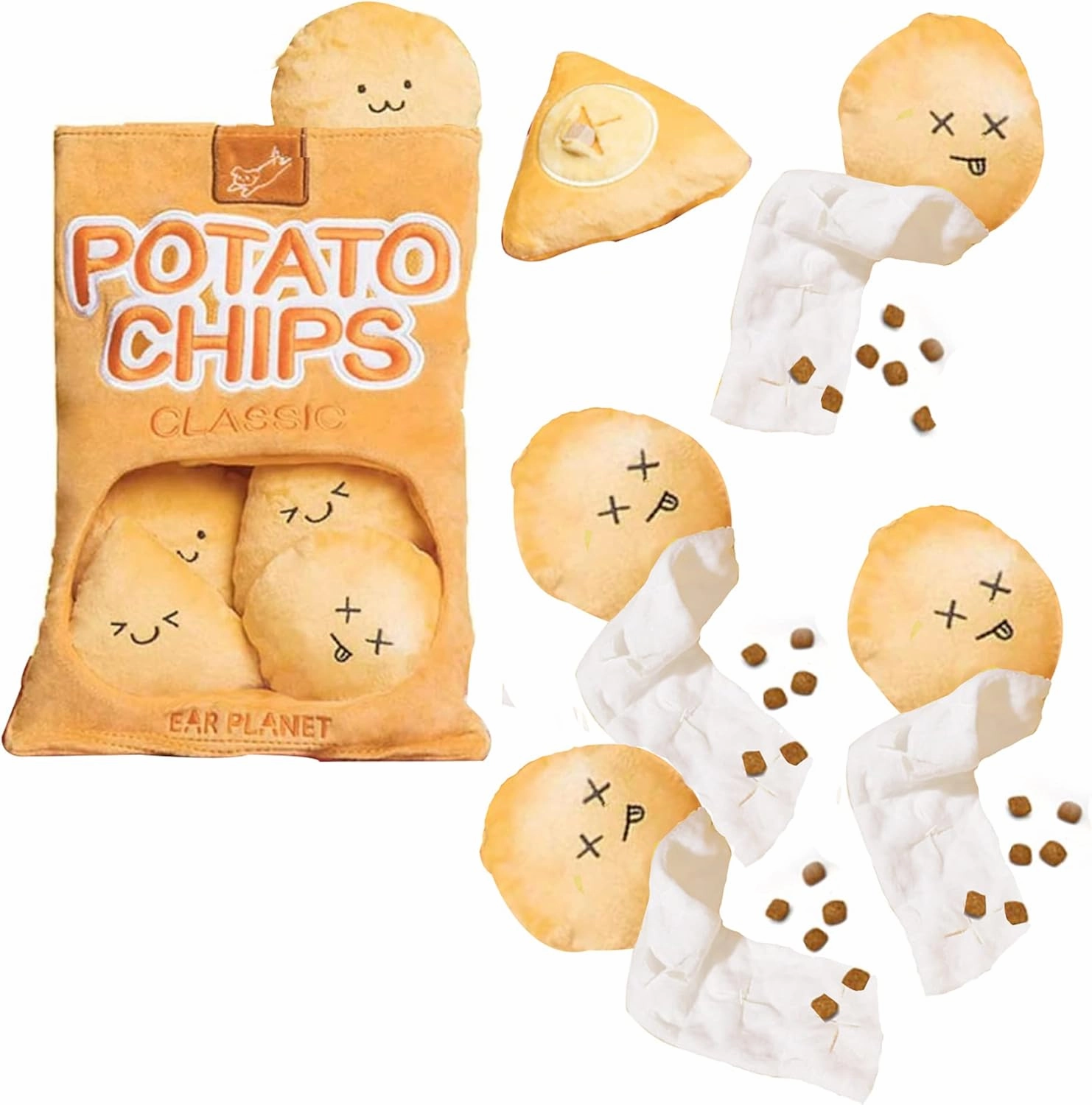 YEPPUPPY Potato Toy Set with 5 Chips   an Additional 3 Chips–- Dog Enrichment, Mental Stimulation, Interactive Dog Toys-Stress Relief Toy for Natural Foraging Skills- Food Treat Sniff Toy