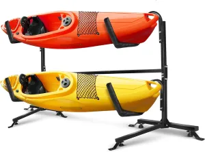 Yes4All 175 lbs Storage Freestanding Double Kayak Rack for Garage, Durable Steel Outdoor Kayak Stand, Ideal for Kayaks, Surfboard, Paddle Board
