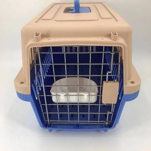 YES4PETS - Dog Cat Crate Pet Rabbit Carrier Airline Cage With Bowl & Tray - Blue - Medium