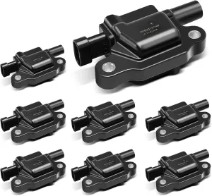 YHTAUTO 8PCS Square Ignition Coil Pack Fits for Cadillac Chevy GMC Silverado Suburban Avalanche Camaro Express Impala Colorado Savana CTS 5.3L 6.0L V8, Replace 12570616, 12611424