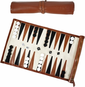 YOBRO Travel Backgammon Sets for Adults, Classic PU Leather Roll-Up Backgammon Board Game Gift for Kids, Portable & Lightweight Travel Style for Indoor Outdoor, Funny Family Game