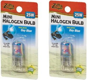 Zilla 2 Pack of Mini Halogen Bulb, 25 Watt, Day Blue