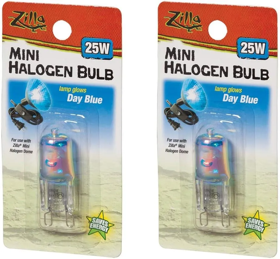 Zilla 2 Pack of Mini Halogen Bulb, 25 Watt, Day Blue