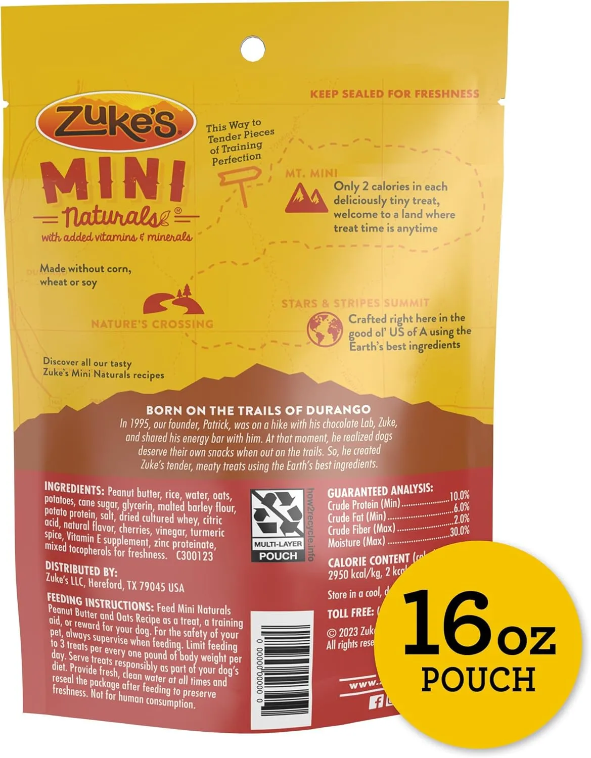 Zuke’s Mini Naturals Dog Training Treats for Dogs, Pet Treats made with Real Peanut Butter, 16 oz. Resealable Pouch - 16 oz. Bag